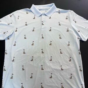 Men's Light Blue Bonobos Polo Shirt with Golf Print Slim Fit